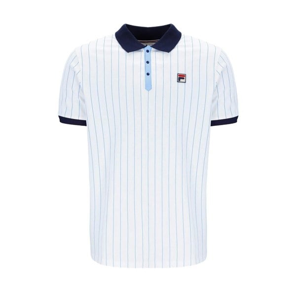 Fila BB1 Classic Striped Polo Shirt White/Fila Navy/Vista Blue