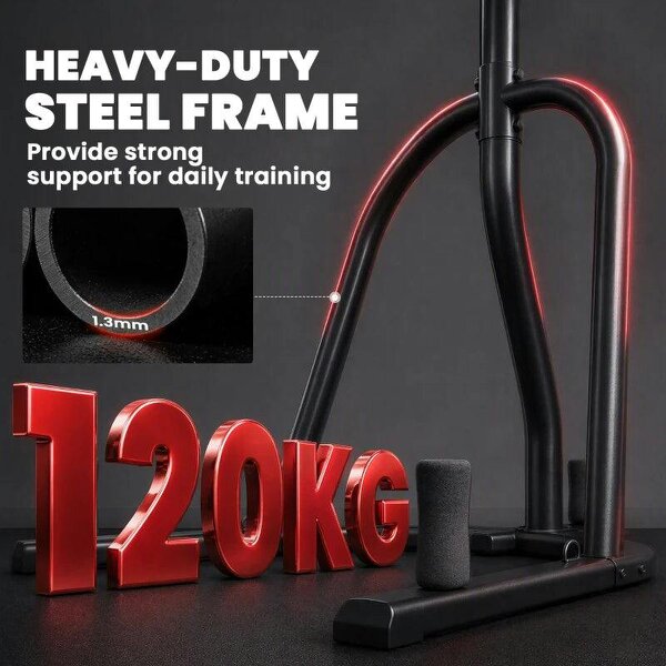Punching Bag with Stand for Adults, Freestanding Boxing Stand with Heavy Bag and Weight Plate Storage, Red