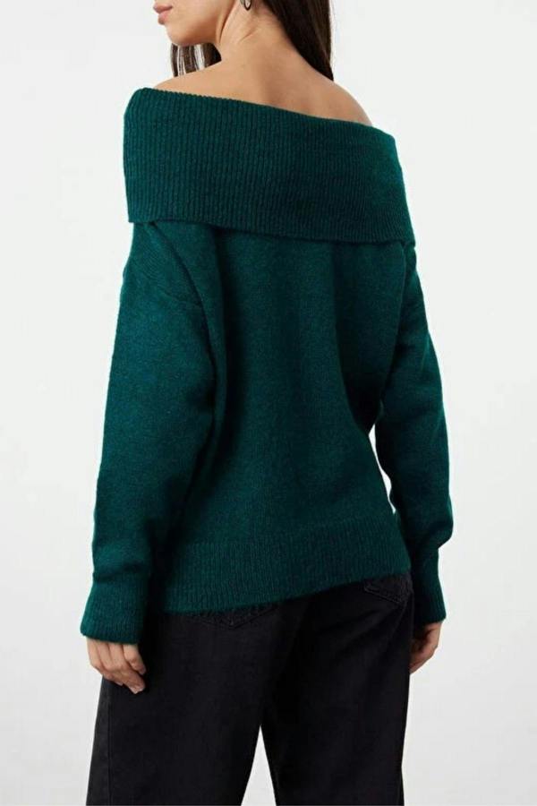 WOVCOR Soft Textured Carmen Collar Knit Sweater