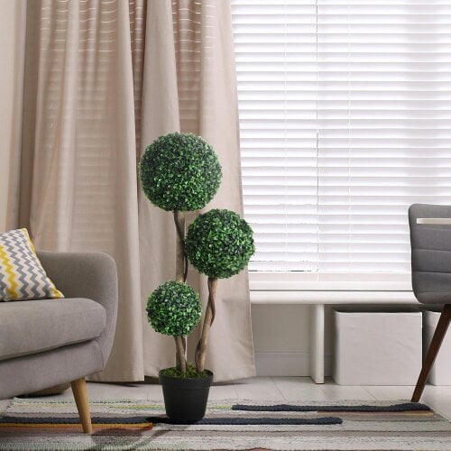 Wyld Haus Moneri Dark Green Artificial Boxwood Ball Topiary Tree In Pot For Decorative Use