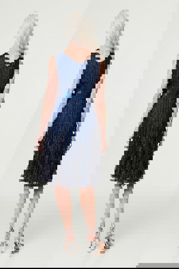 Navy | Sequin Sleeveless Tie Waist Dress