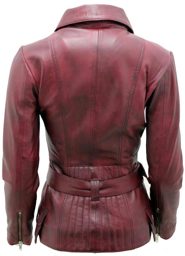 Infinity Leather Womens Long Leather Biker Jacket-Quito