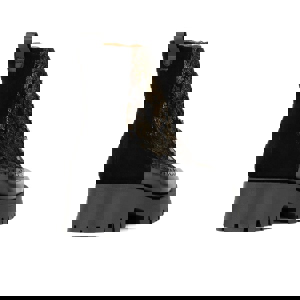 Embassy London Hatter Platform - Black & Floral - Women's Leather ankle Lace-up Boot with chunky cleated sole