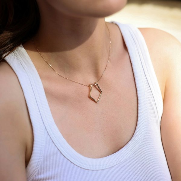 Spero London Fine Diamond Rhombus Ring Holder Necklace in Sterling Silver
