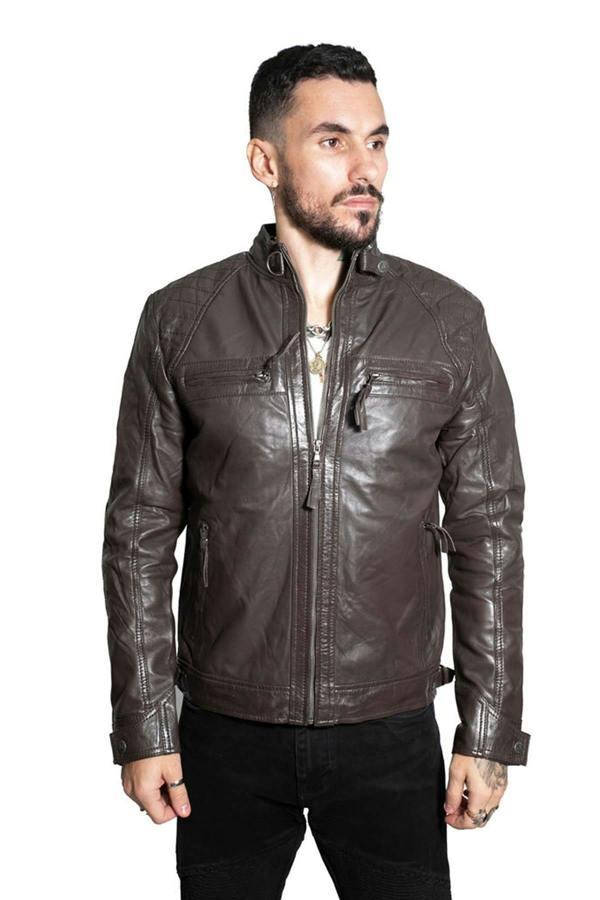 Infinity Leather Men's Vintage Leather Quilted Biker Jacket-Monaco