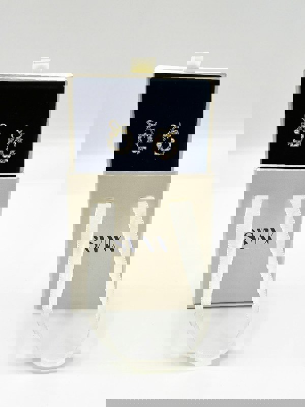 SVNX Pearl & Diamante Bow Wreath Stud Earrings - Gift Boxed