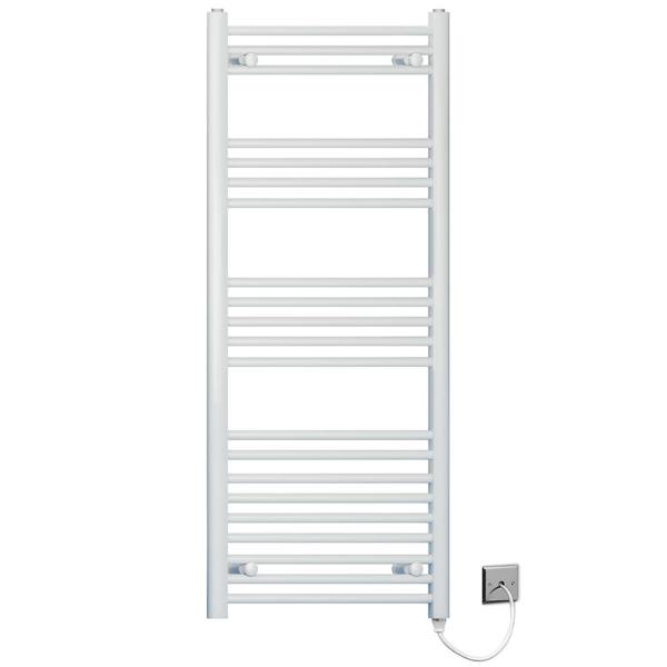 500mm-x-1200mm-White-Electric-Pre-Filled-Heated-Towel-Rail-Radiator-For-Bathroom-Standard-Element-19mm-Tube