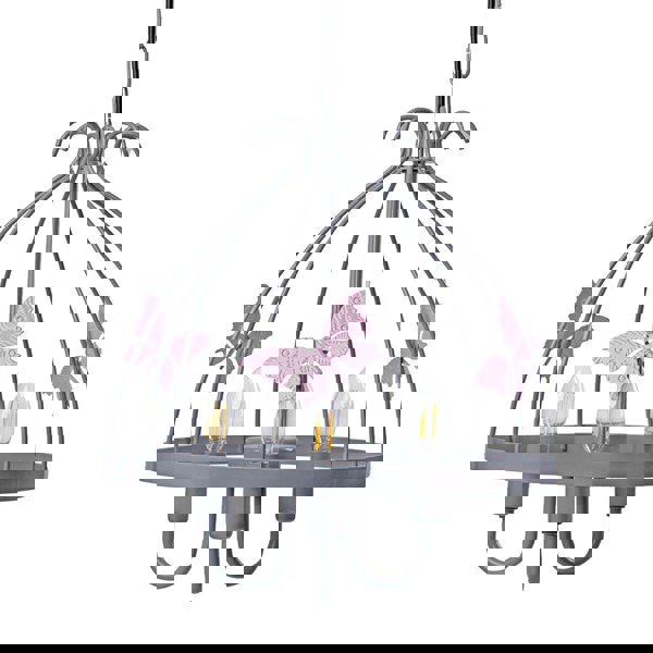 Milagro Kago Pink/Grey Pendant Lamp Beautiful Hand Made Ceiling Light With A Butterfly Theme In Modern Grey And Baby Pink