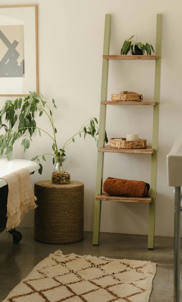 Statement Furniture Florence Ladder Shelf Wooden Shelving Unit Lean-Up Shelf
