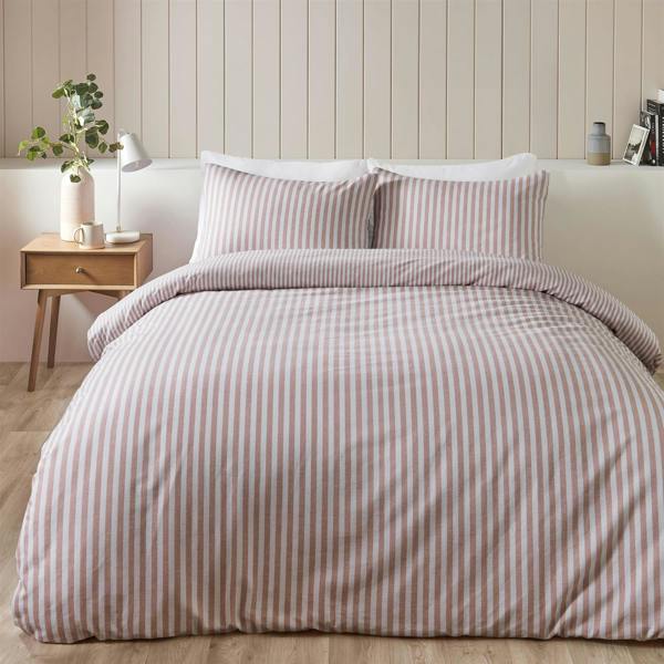 Brushed Stripe Blush Pink Duvet Cover Set