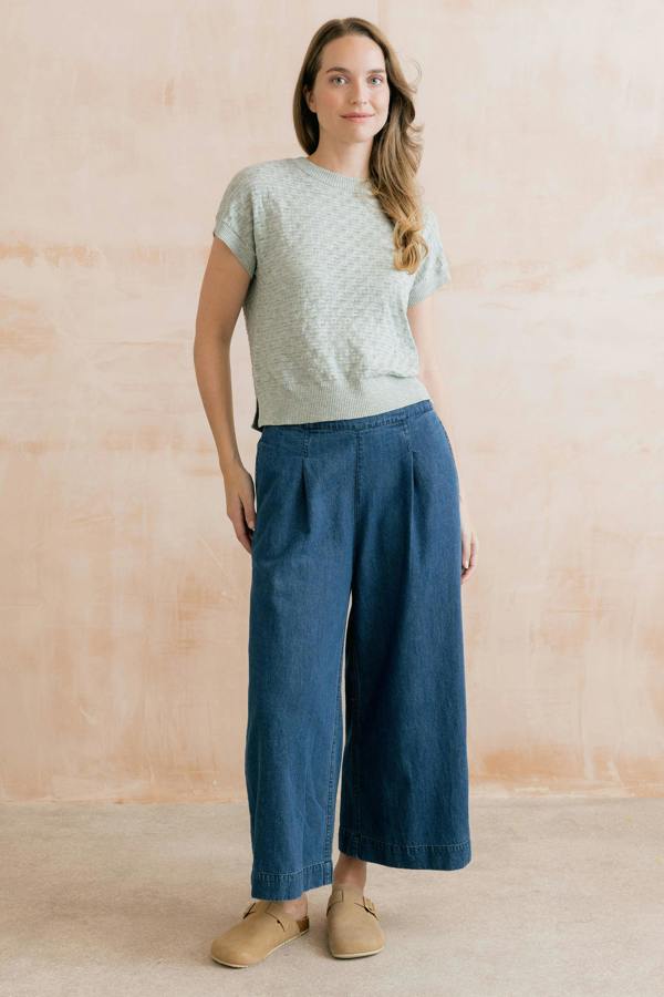 Lily & Me Summer Wide Leg Palazzo Trousers Cotton Denim