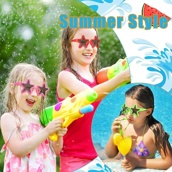 Shatchi 12 Pack Kids Star Shape Glasses for Party Bags, Loot Fills, Christmas Stockings and Photo Props
