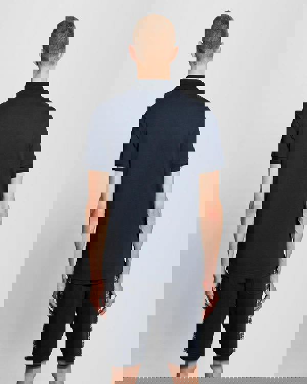 Lyle & Scott Check Panelled Mens Polo Shirt - Z271 Dark Navy | CHO | Designer Mens Short Sleeve Polo Shirts