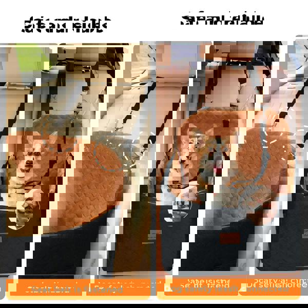 Skylos Pet Booster Dog Car Seat Safe Travel Carrier Bed Bag Basket Puppy Brown