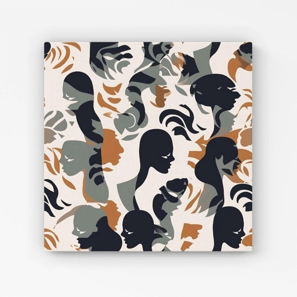 Warren Reed Abstract Grey Brown Silhouette Canvas