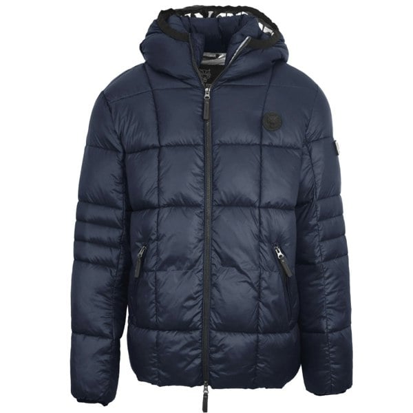 Plein Sport Small Circle Logo Quilted Coat - Navy Blue