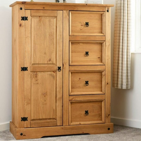 Seconique Corona 1 Door 4 Drawer Low Wardrobe
