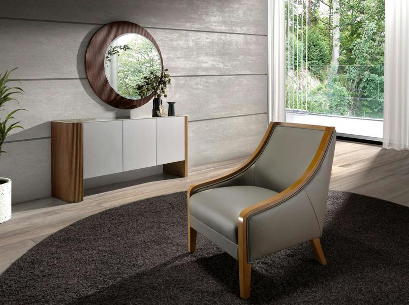 Angel Cerdá Sideboard Silver Wood, Walnut and Porcelain Marble Top 3261