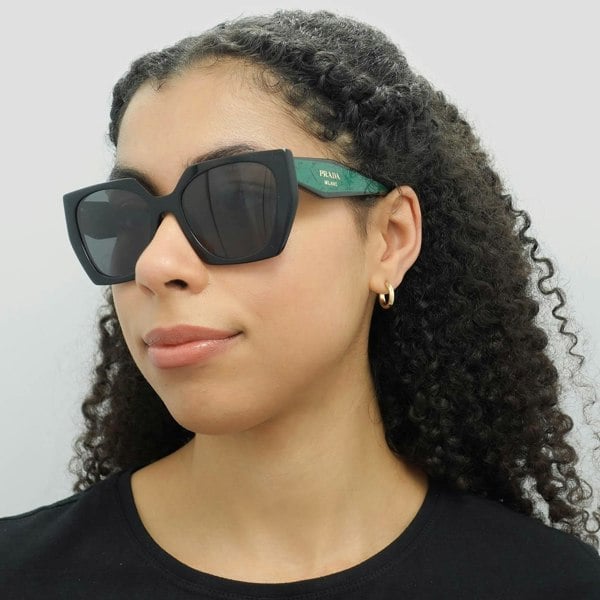 Prada Sunglasses PR15WS 1AB5Z1 Black Dark Grey Polarized