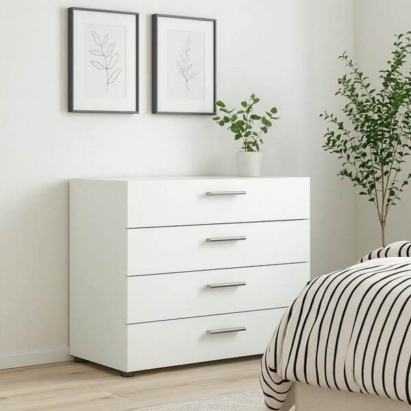 Wyld Haus Daejeon White Wooden Chest 4 Drawers