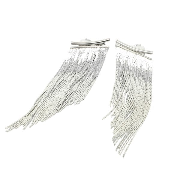 Statement Silver Waterfall Party Tassel Earrings