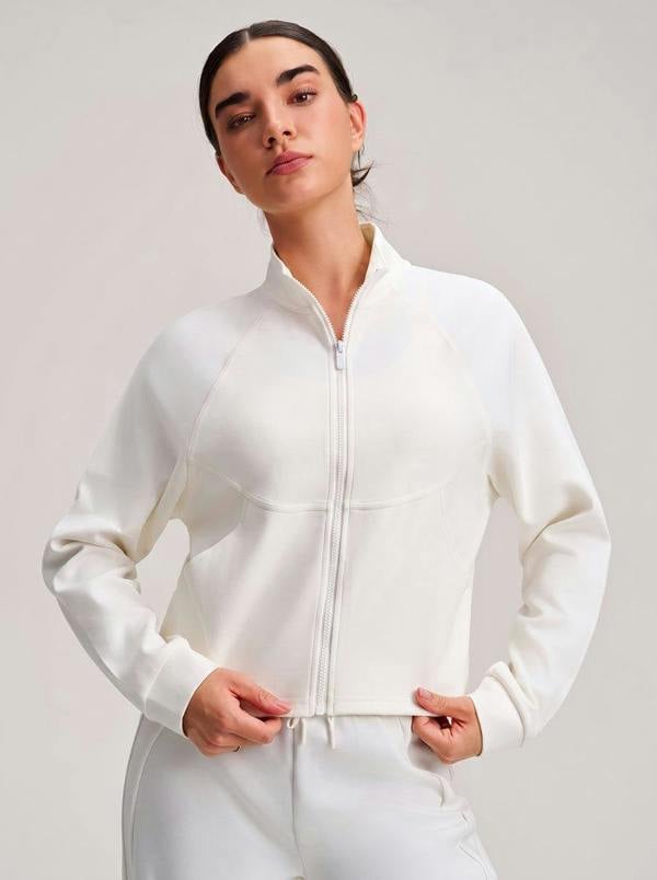 Anniou Cropped Stand Collar Athletic Jacket