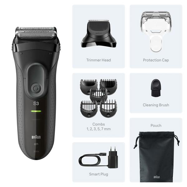 Braun Series Shavers Series 3+ 3000BT Grey Electric Shaver - Additional 5