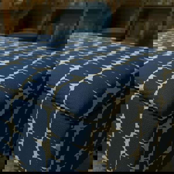 Luxury upholstered footstool ottoman with storage box and wooden legs