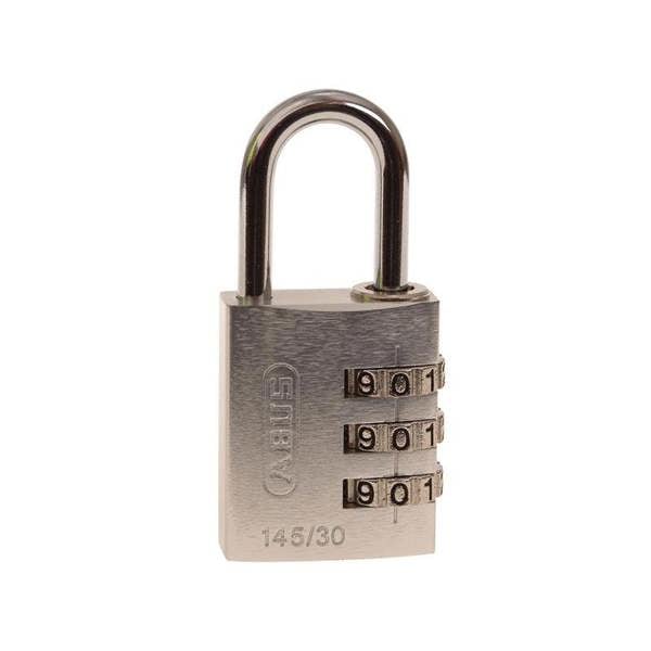 Abus Mechanical 145 Series Aluminium Combination Padlock - Silver - 