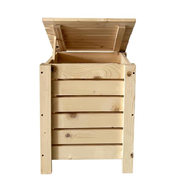 Core Products Narrow Slatted Storage Box with Lid, Pre-Sanded Pine