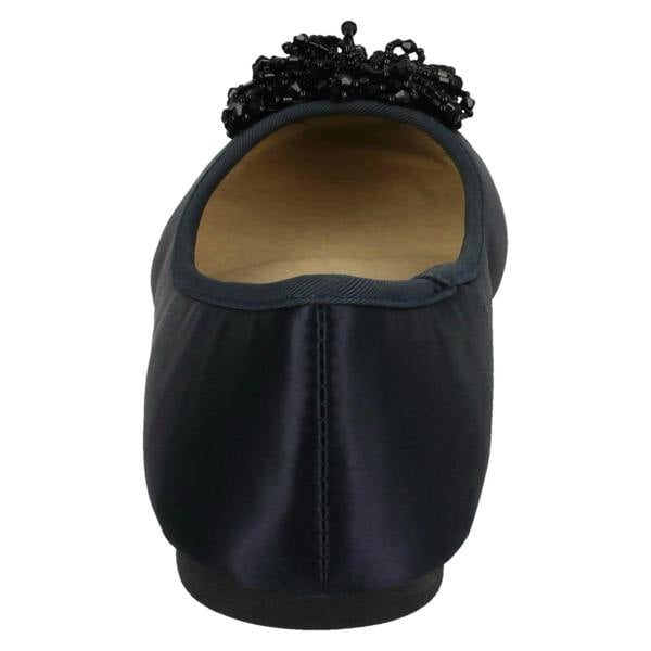 Spot On Ladies Spot On Beaded Ruffle Vamp Flat Ballerina