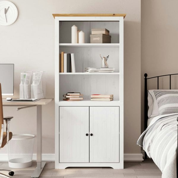 Berkfield Bookcase BODO White and Brown 80x40x172 cm Solid Wood Pine