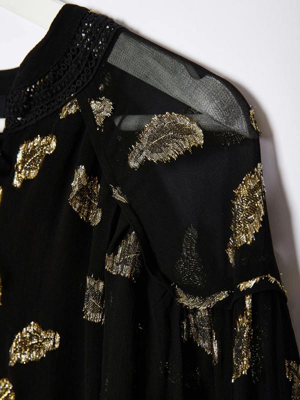 Rose & Nancy Wren Gold Feather Blouse