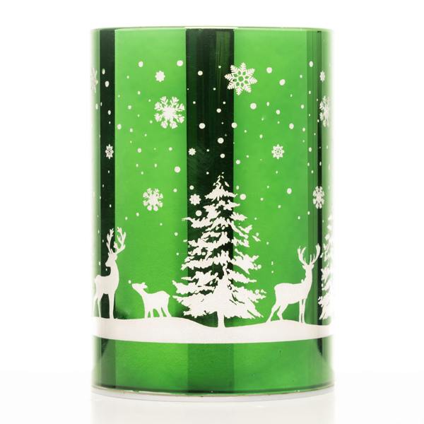 13cm Christmas Decorated Vase Table Forest Scene Green LED Light image 9