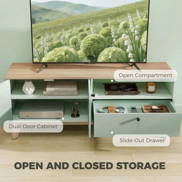 TV Stand Cabinet for Television up to 36 Inch, Modern TV Unit with 2 Doors, Entertainment Center with Adjustable Shelf