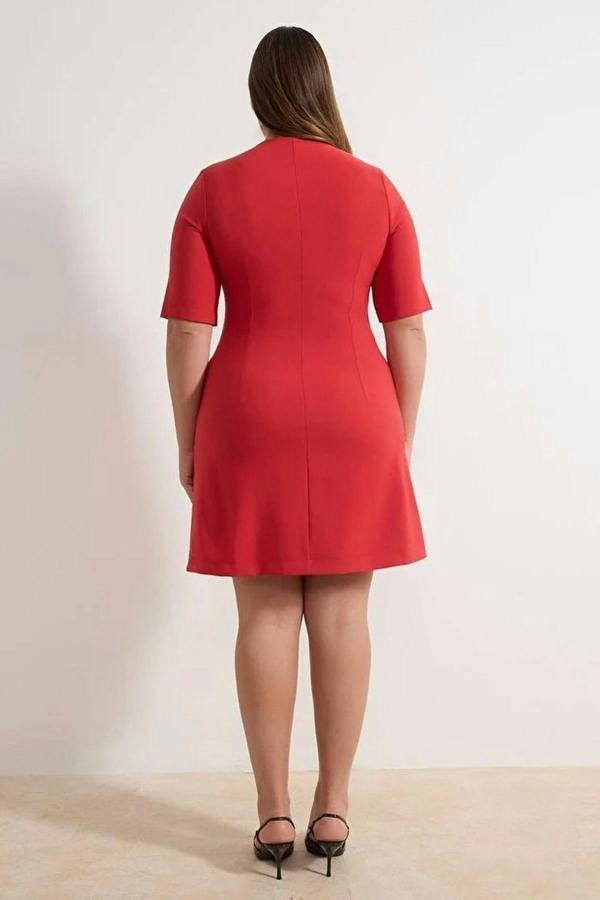 WOVCOR Buttoned Mini Woven Plus Size Dress