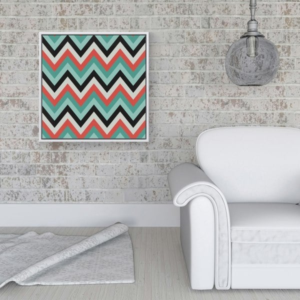 Warren Reed Geometric Colored Chevron Pattern Framed Canvas