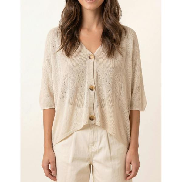 Blue Vanilla Thin Knit Button Front Boxy Cardigan