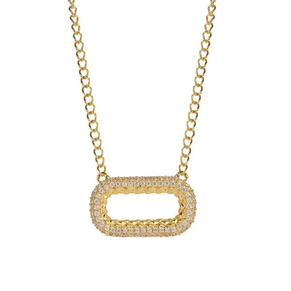 Lila Rasa Timeless Radiance CZ Paperclip Pendant Necklace