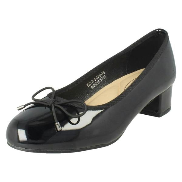 Spot On Ladies Spot On Short Heel Bow Detailed Court Shoes F90152