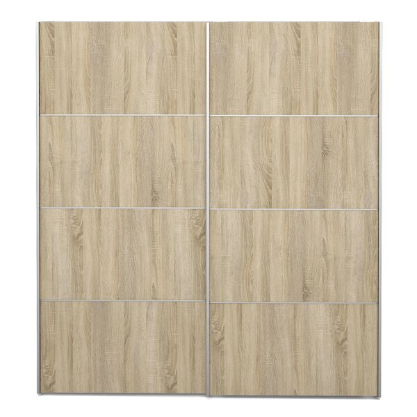 Wyld Haus Bordeaux Wide Natural Oak Double Sliding Door Wardrobe 180cm 5 Shelves