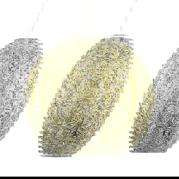 Spherical Vintage Moroccan Pendant Lamp Shade in Brushed Cream Gold Image 3