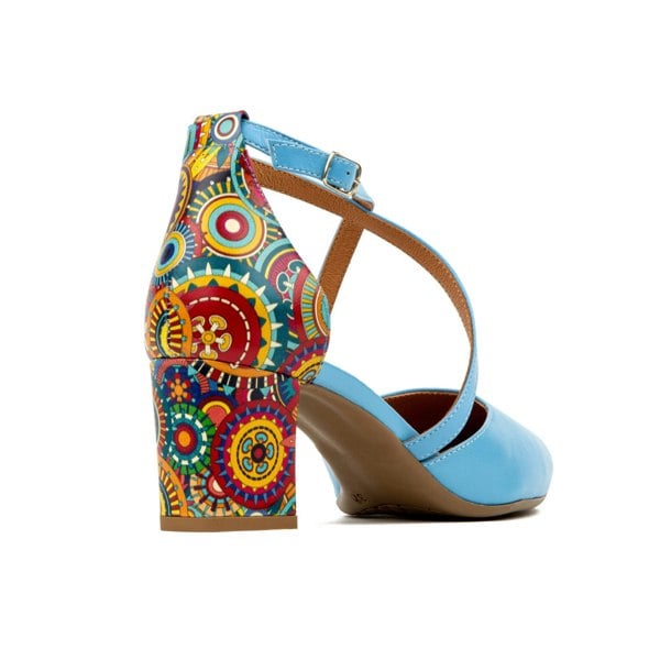 Embassy London Dannii - Blue Signature - Women's leather closed toe comfortable 2.4 inch heel sandal