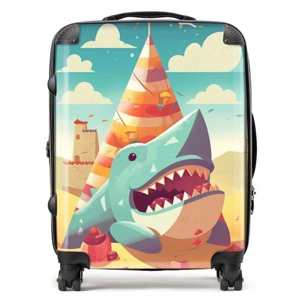 Warren Reed Shark On A Beach Holiday Suitcase