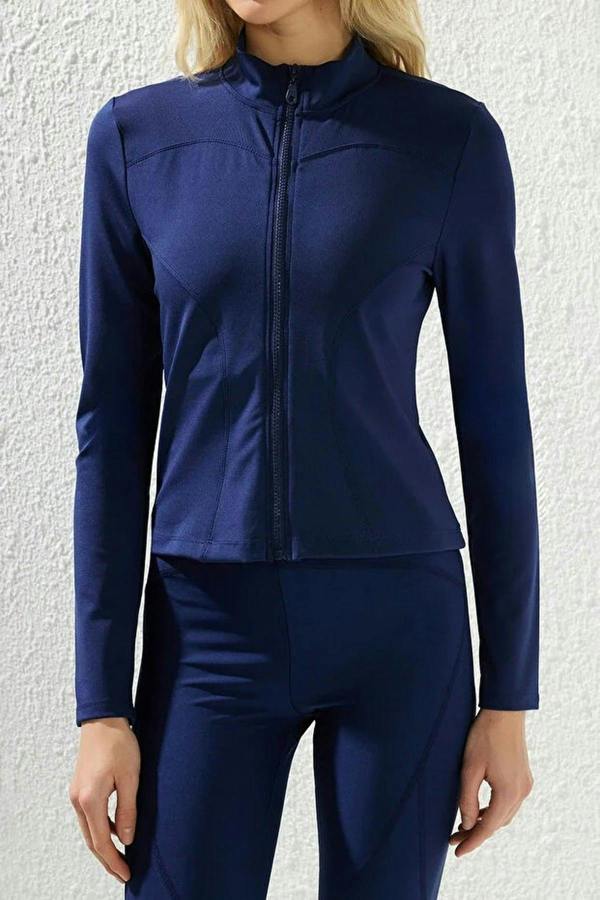 WOVCOR Zip-up Stand Collar Knitted Sports Jacket