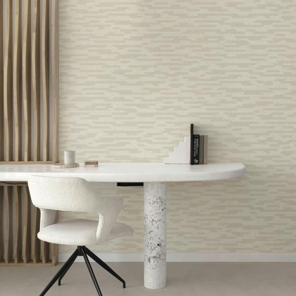Grandeco Boutique Dioret Stacked Stones Luxury Weight Embossed Wallpaper, Griege