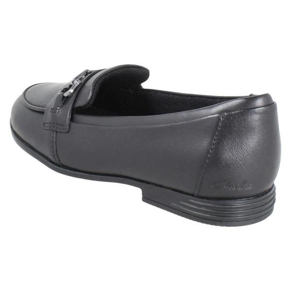 Clarks Girls Clarks Piped Edge Slip On Loafer School Shoes Finja Loafer