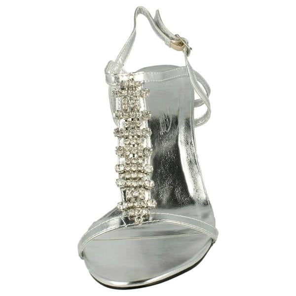 Spot On Ladies Spot On Diamante Strappy Heeled Sandals