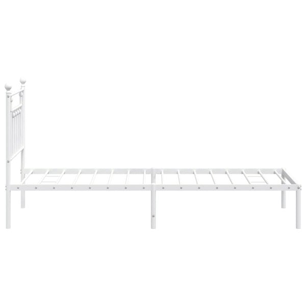Berkfield Metal Bed Frame with Headboard White 90x190 cm