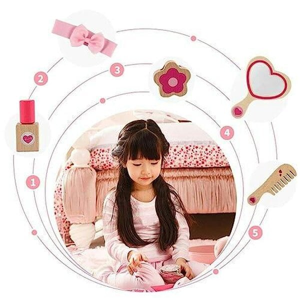 HYGRAD BUILT TO SURVIVE Kid's Wooden Make Up Toy Set Make Over Princess Make Up Toy Pretend Play Vanity Salon Girls Make Up Toy Set Gift HYGRAD®